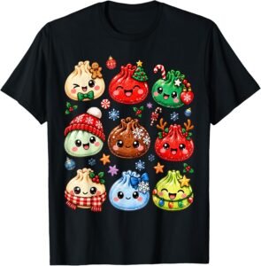 Cute dumpling character with Christmas holiday details