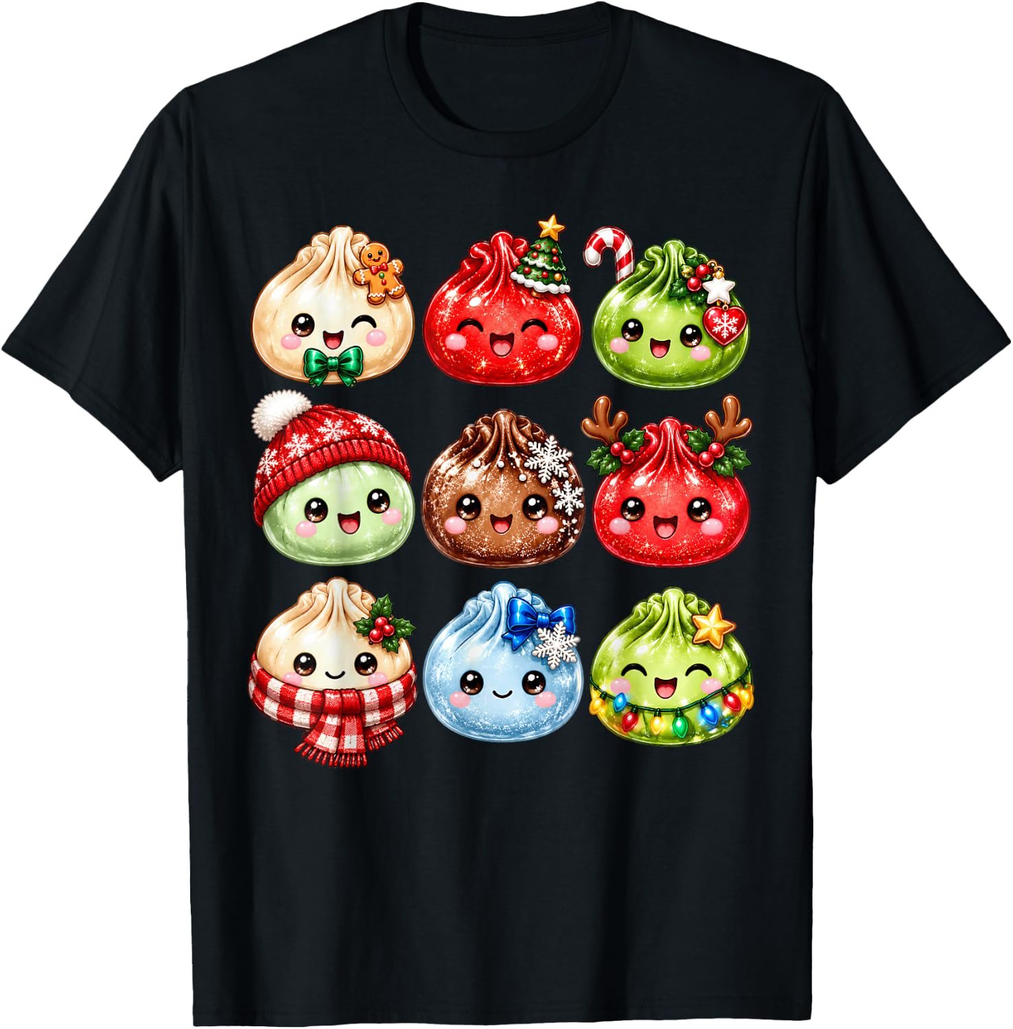 Cute dumpling character with Christmas holiday details