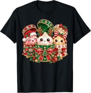 Cute dumpling character with a festive Christmas hat