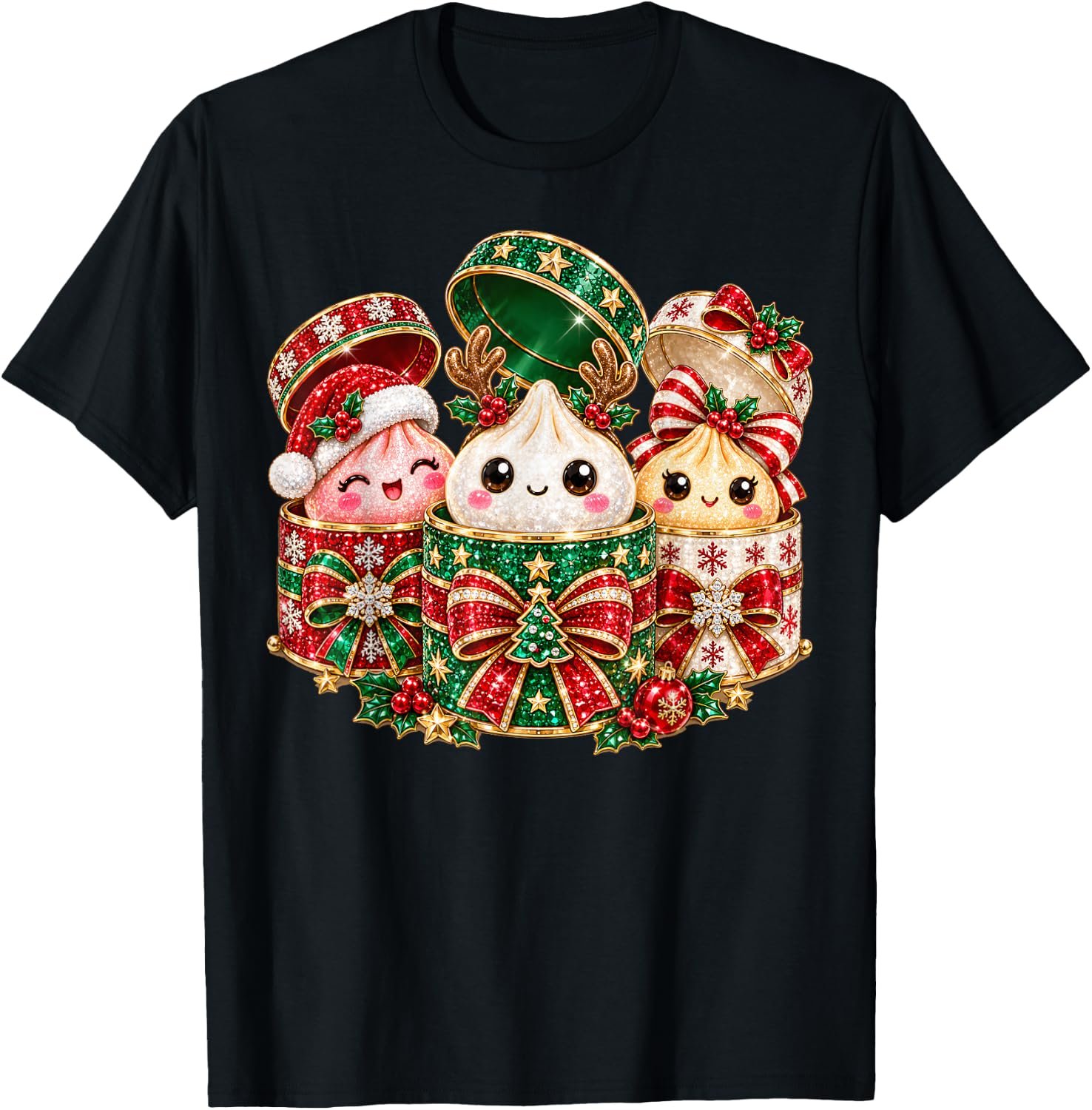 Cute dumpling character with a festive Christmas hat