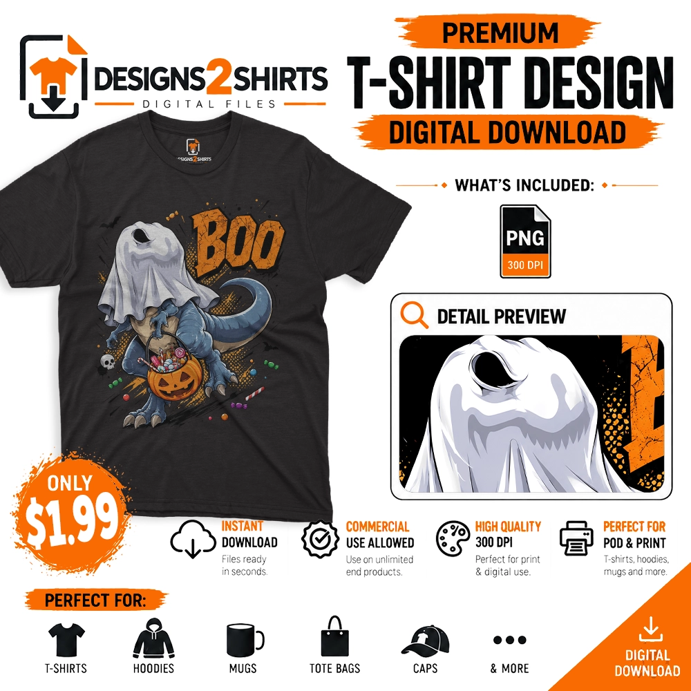 Ghost T-Rex Halloween artwork