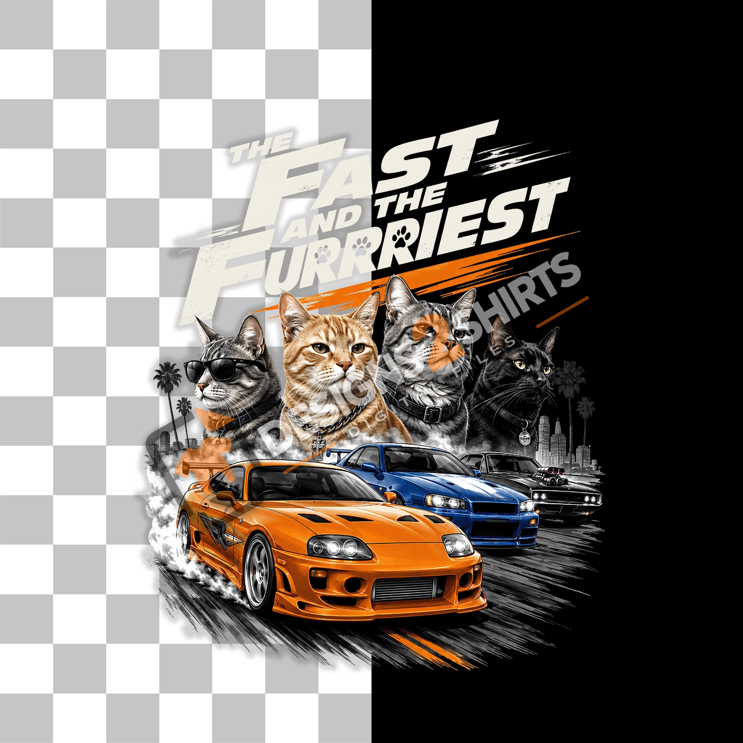 Funny feline themed digital artwork