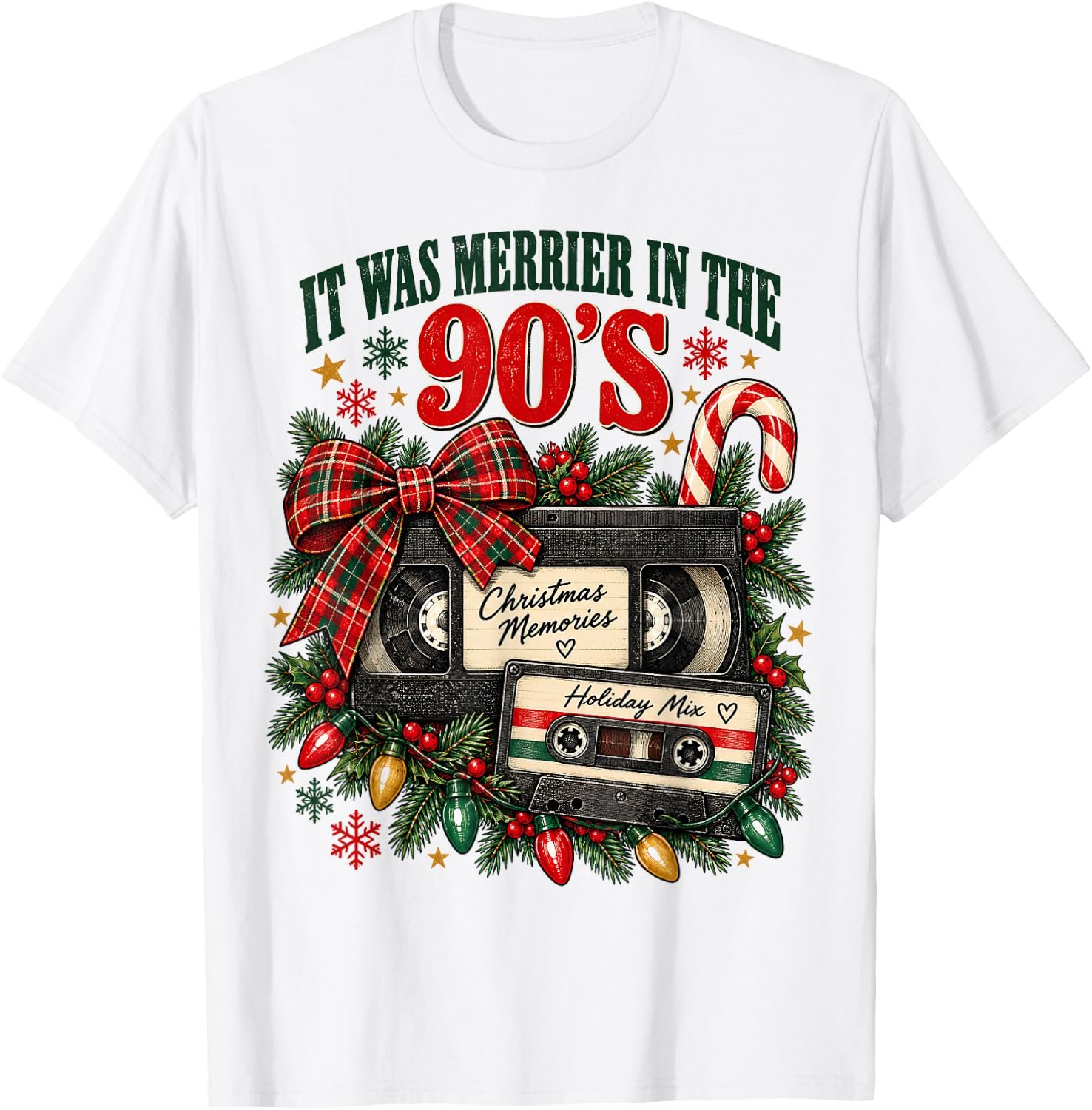 Retro Christmas cassette with festive holiday lettering