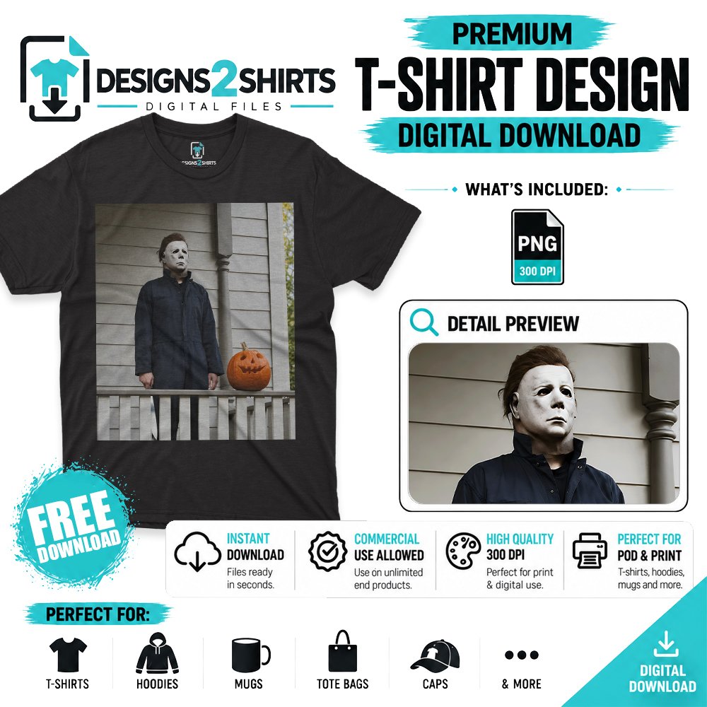 Michael Myers Halloween Horror Movie Free PNG design for a spooky Halloween project