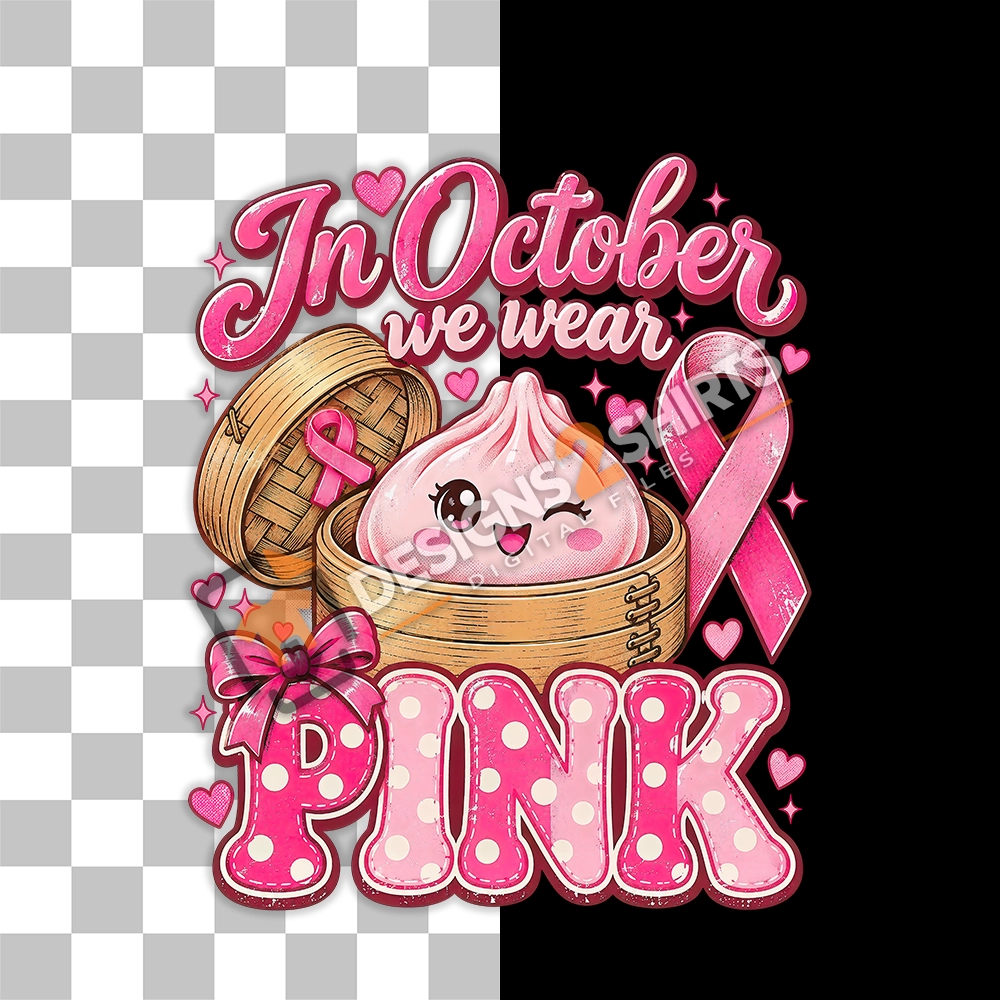 Pink dumpling artwork representing breast cancer awareness