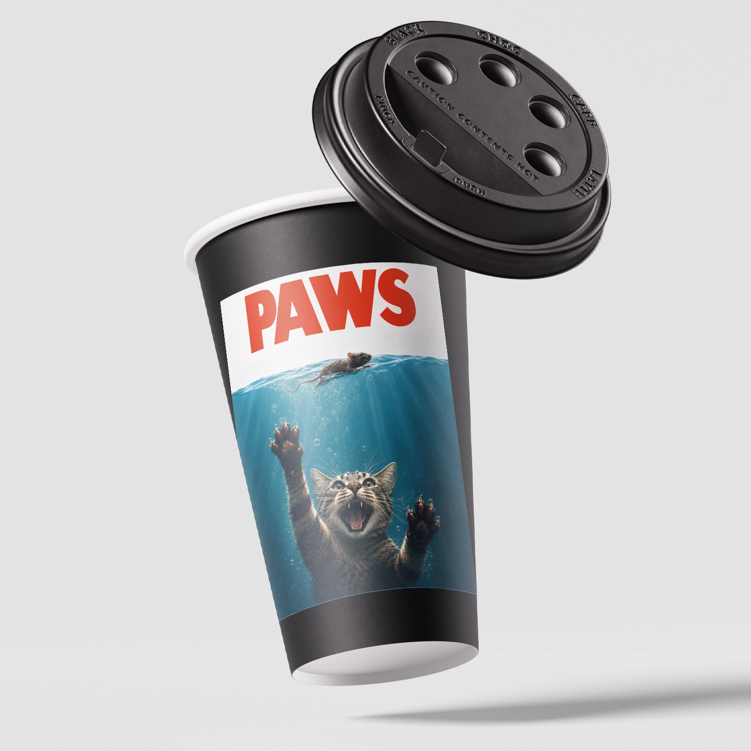Playful animal artwork shown on a drinking cup
