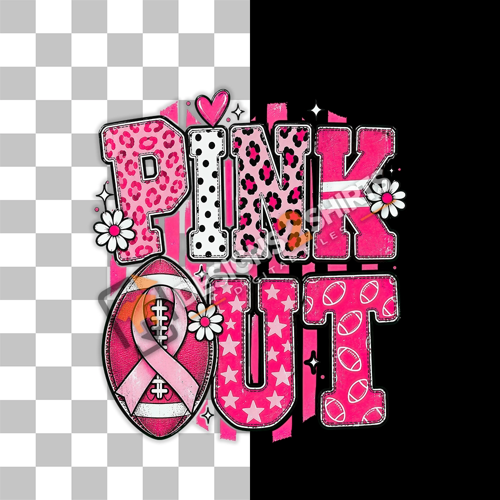 Pink Out Football PNG digital artwork for game day