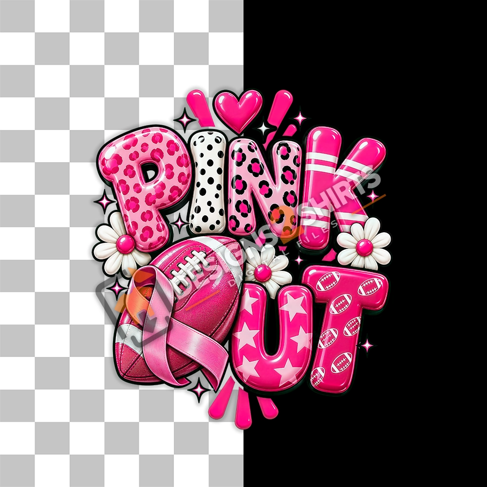 Pink Out Football PNG digital artwork for fans