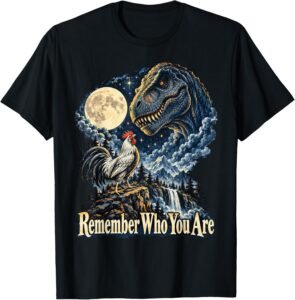 Funny chicken and dinosaur evolution meme design
