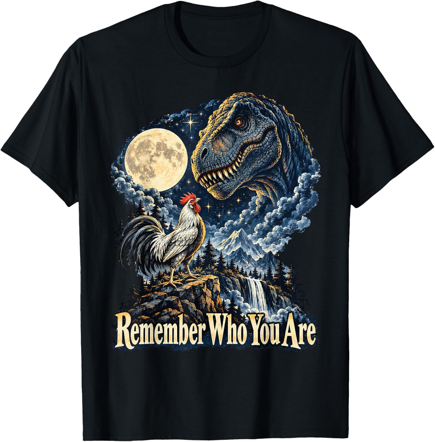 Funny chicken and dinosaur evolution meme design