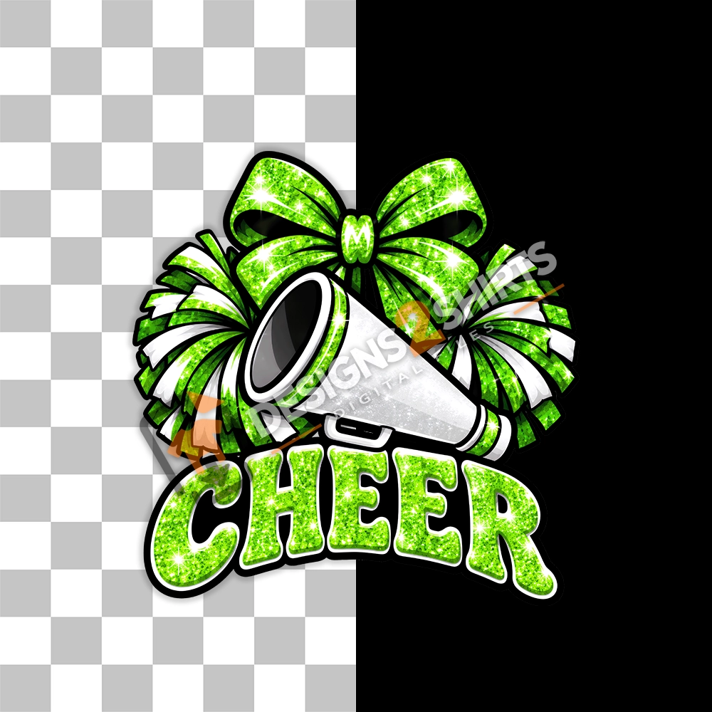 Cheer Lime Green Team Megaphone artwork displayed on a transparent background