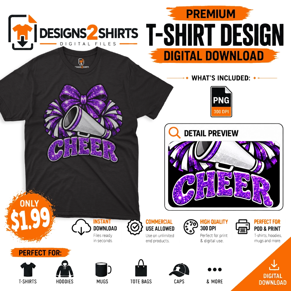 Cheer Purple Team Megaphone purple cheer design on transparent background