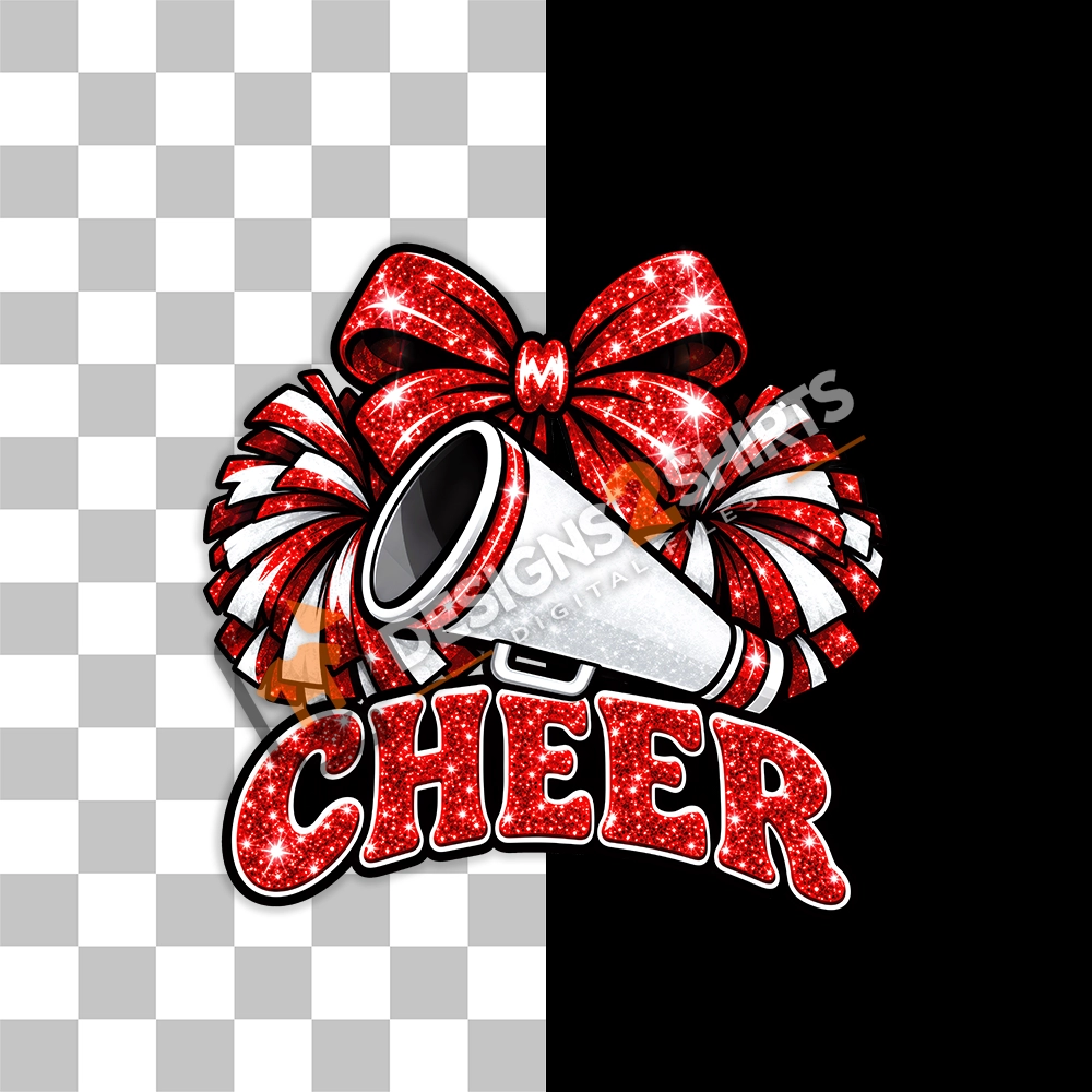 Cheer Red Team Megaphone design displayed on a white background