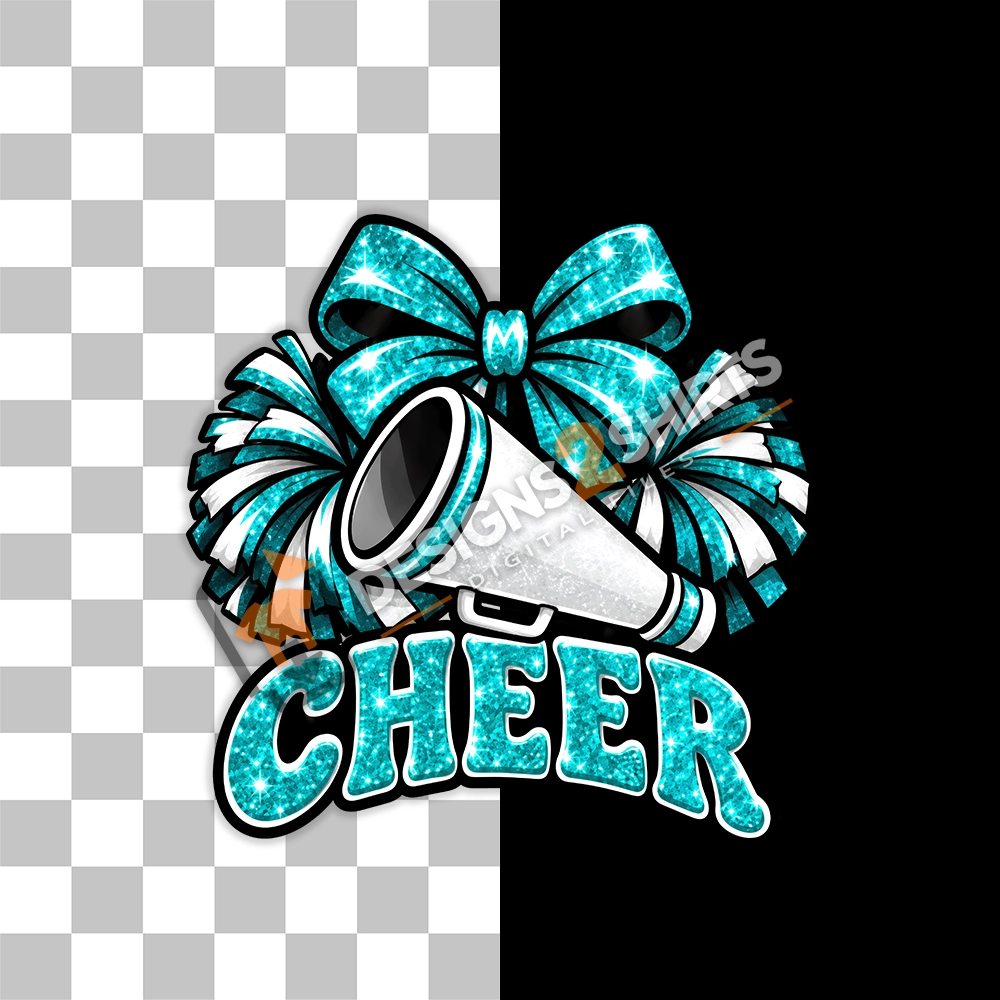 Cheer Sky Blue Team Megaphone graphic displayed on a white background