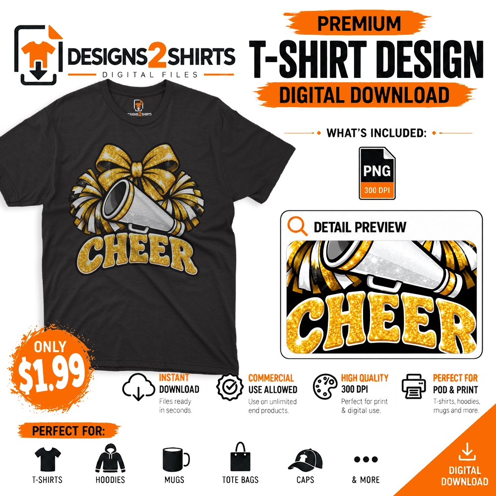 Cheer Yellow Team Megaphone PNG design with a bold yellow megaphone