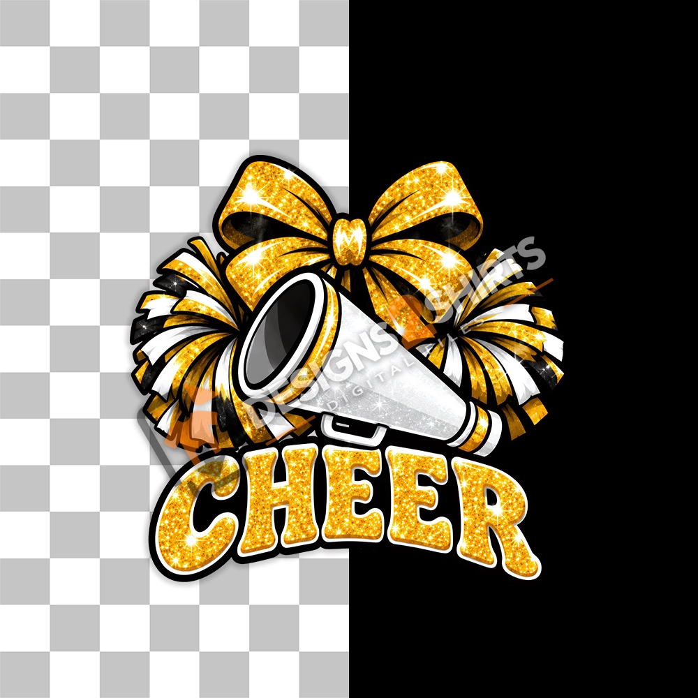 Cheer Yellow Team Megaphone artwork displayed on a transparent background