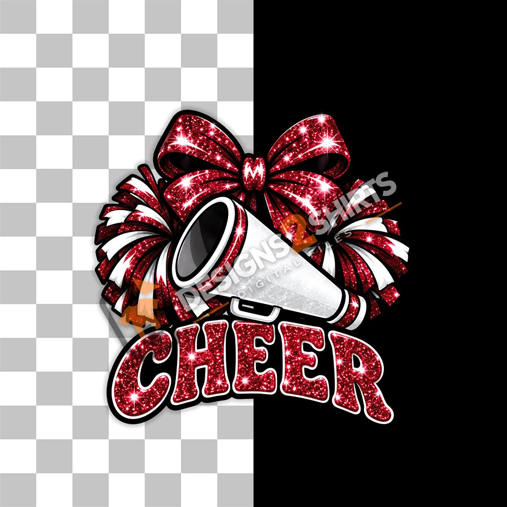 Cherry red cheer megaphone artwork on a transparent background