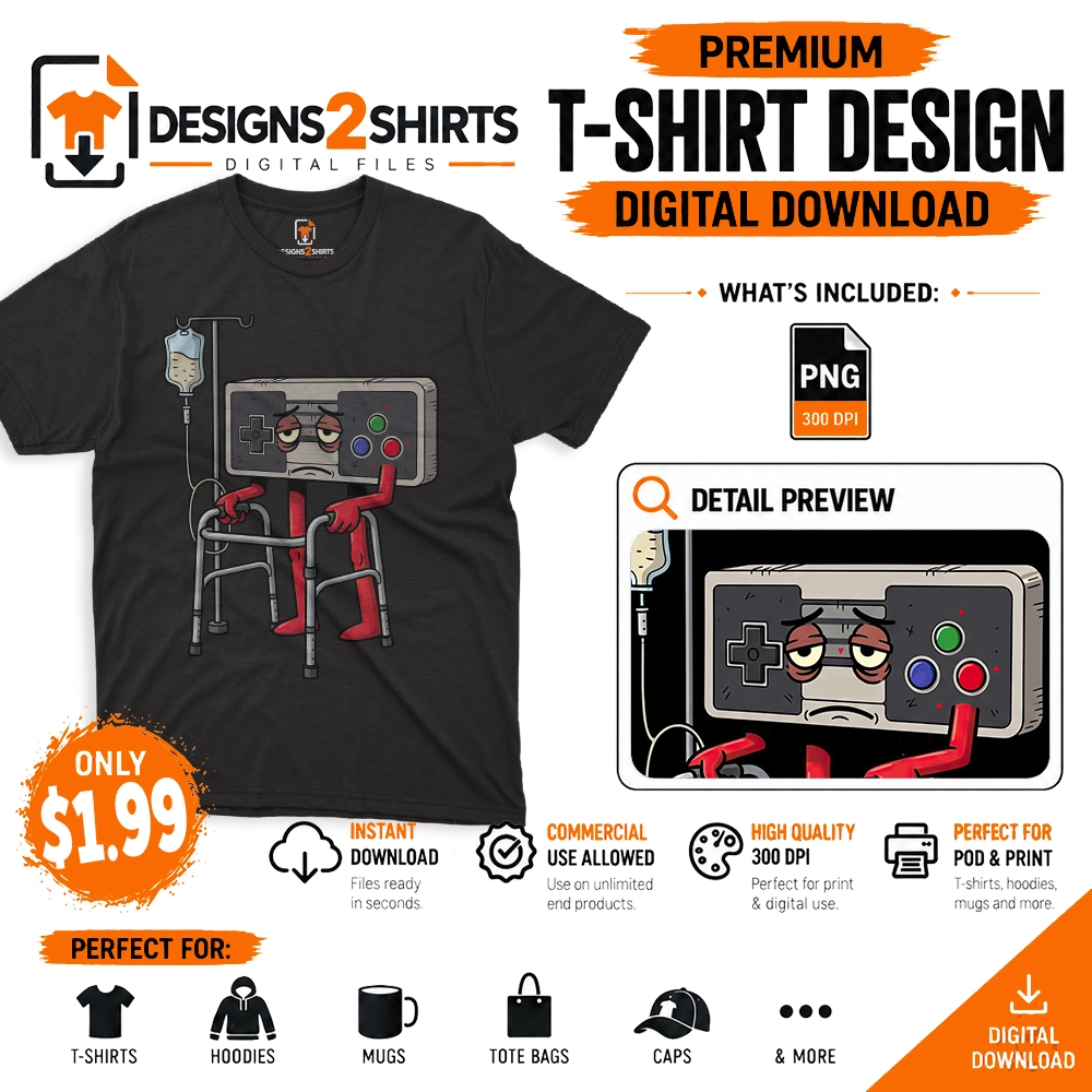 Funny Old Gamer retro video game graphic design thumbnail preview