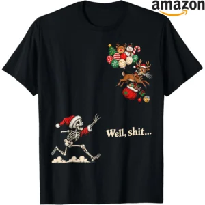 Funny Santa skeleton Christmas design with spooky holiday humor