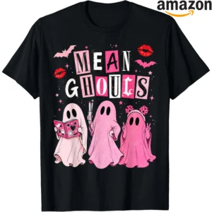 Cute pink ghost Halloween T-shirt with a playful seasonal design
