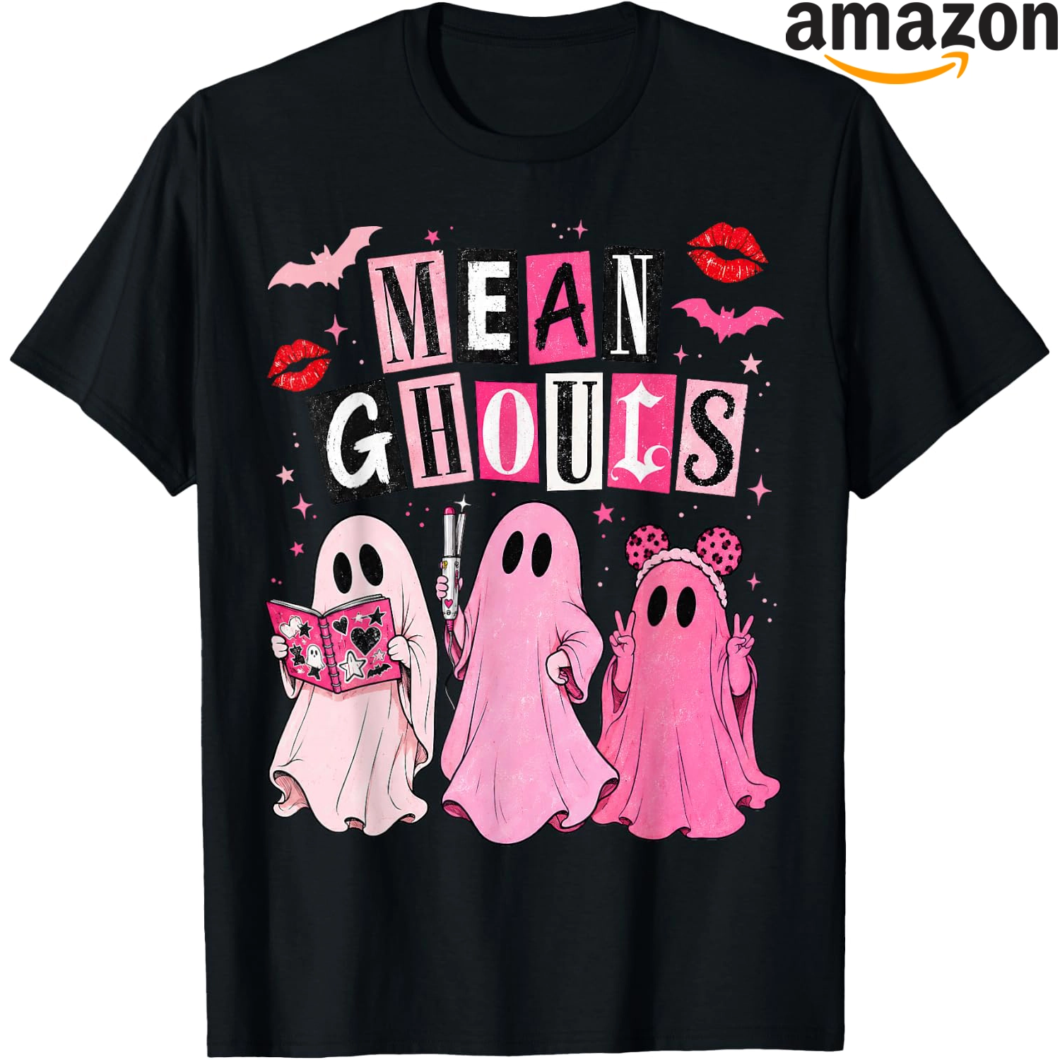 Cute pink ghost Halloween T-shirt with a playful seasonal design