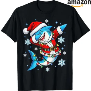 Shark Santa dabbing Christmas shirt design