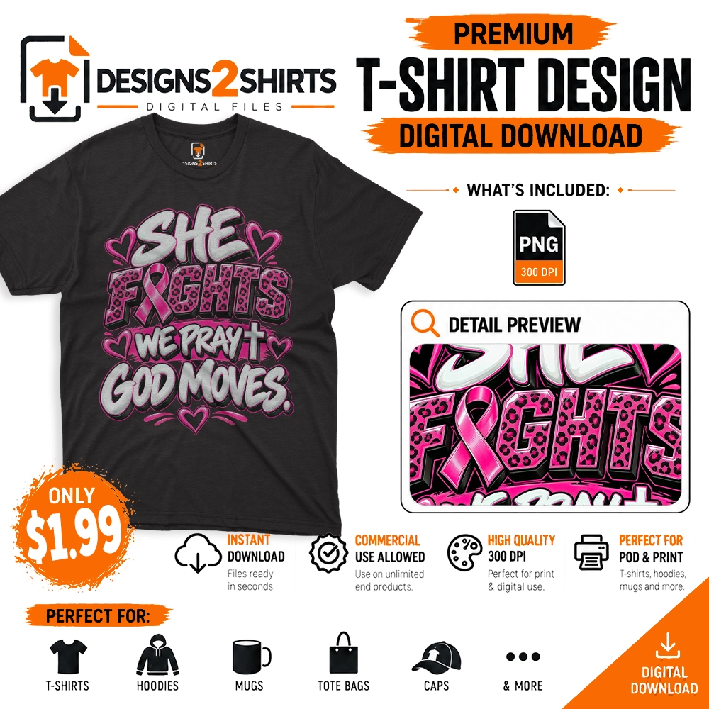 She Fights We Pray breast cancer awareness design thumbnail